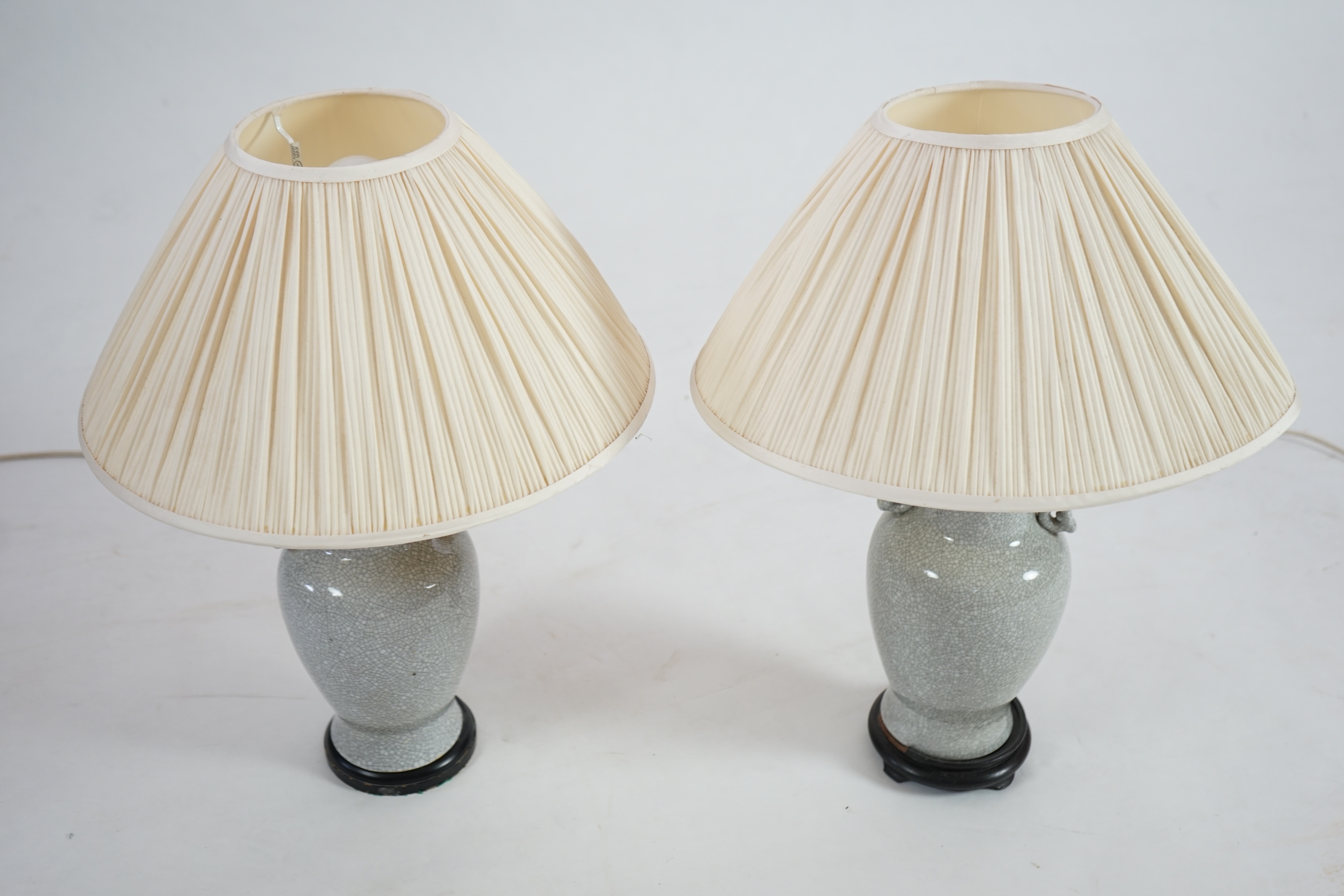 A pair of Chinese crackleglaze table lamps